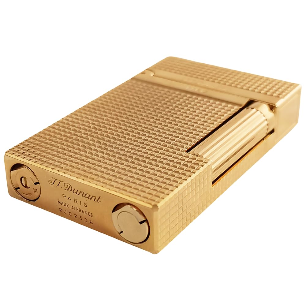 Classic Ligne 2 Lighter – Iconic “Ping” Sound, Diamond Head Brass Lighter, Adjustable Soft Flame, Luxury Gift for Men Dad Boyfriend (Gold1)