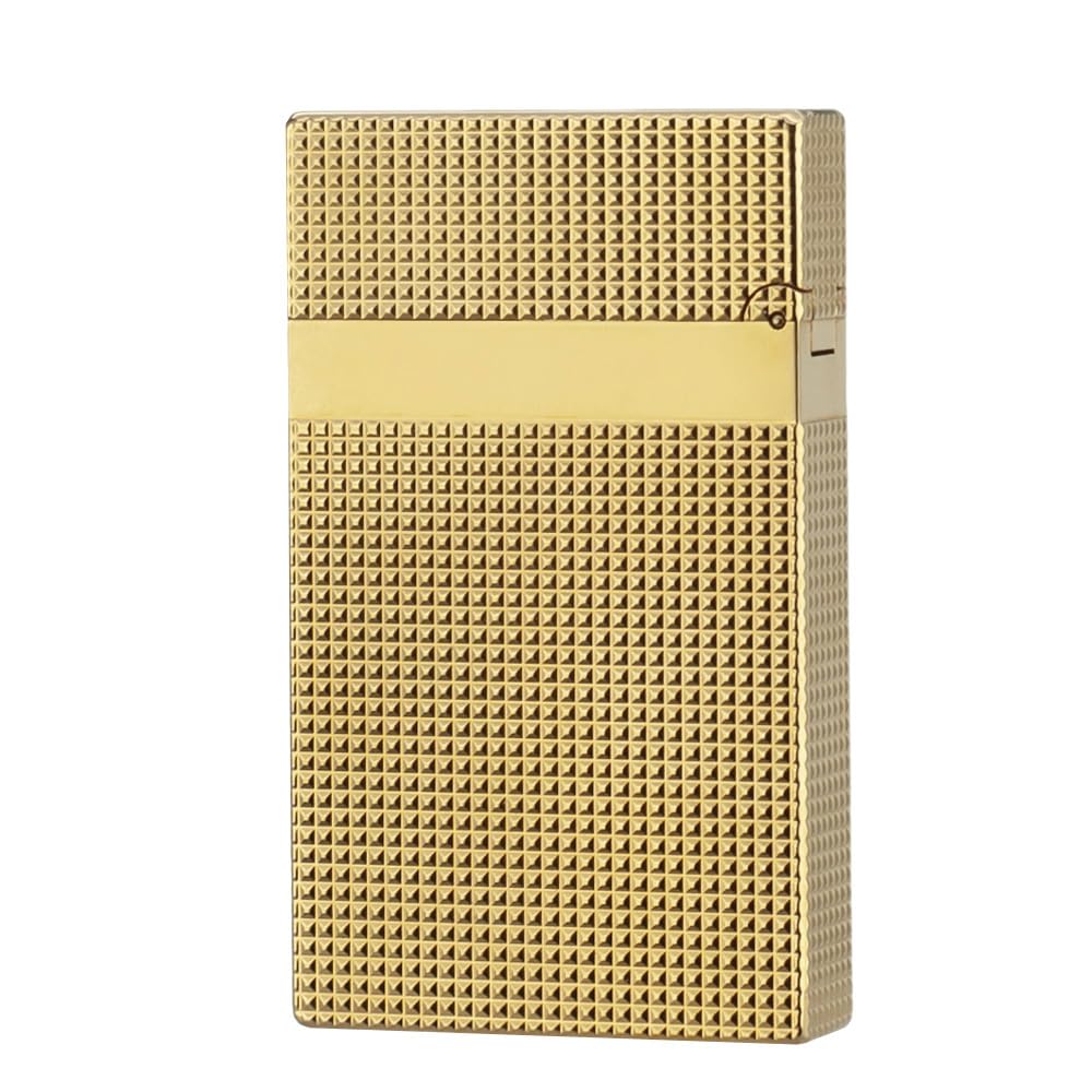 Classic Ligne 2 Lighter – Iconic “Ping” Sound, Diamond Head Brass Lighter, Adjustable Soft Flame, Luxury Gift for Men Dad Boyfriend (Gold1)